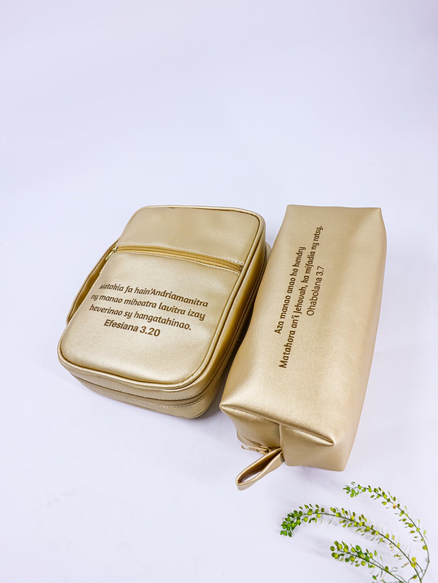 Faux leather cover with closure