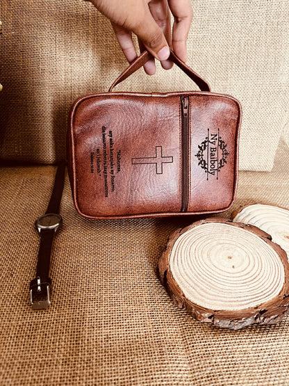 Faux leather cover with closure